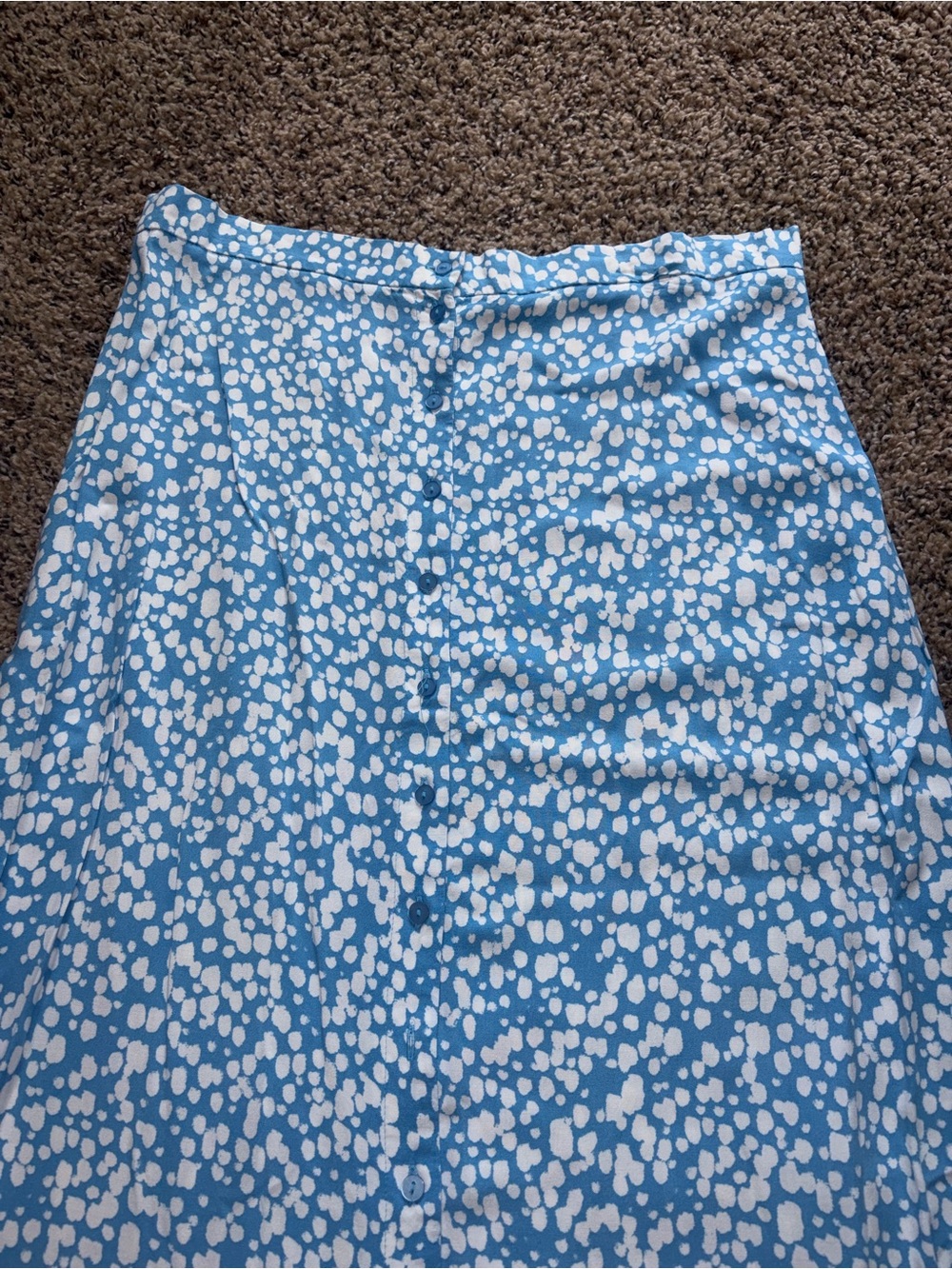 Primark Blue and White Spot-Print Maxi Skirt